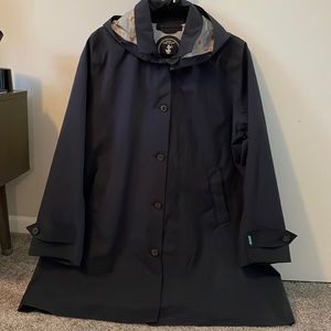 Navy Hooded Trench Raincoat